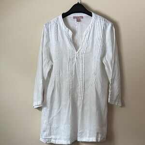 saint Tropez West white embroidered tunic 100% linen size L